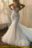 Runhufu Wedding Mermaid Off Shoulder Sleeveless Ladies Boho Fish Elegant Princess Party Bridal Dress with Fluffy Tulle 2023 Vestido
