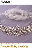 Runhufu SH237-G Golden Bridal Belt with Rhinestone Fashion Bead Belt Thin Sash Belt Western Belts Wedding Applique Sash Belt