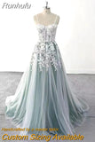 Runhufu Sweetheart Neckline A-Line Wedding Dresses Spaghetti Straps Lace Appliques Sweep Train Bridal Gowns Custom Made