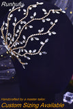 Runhufu HP481 Crystal Wedding Comb Bridal Hair Clips Headdress Bridesmaid Women Headpiece with Comb Prom Hair Ornament Headwear