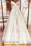 runhufu Lace Wedding Dress Bridal Robe 2023 Vestido Spaghetti Straps Chapel Train Champagne Tulle Wedding Gown Lakshmigown