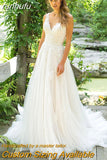 runhufu Wedding Dress Calssic Beach Wedding Dress Sleeveless V-neck Backless A-line Vestido De Noiva Robe De Mariee plus
