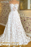 runhufu Full Lace Floral Sweetheart Neckline Princess Beach Wedding Dress 2023 Robe Chic Bridal Gown Women Custom Made