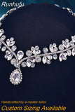Runhufu HP440 Shiny Wedding Headband Forehead Bridal Crown Water Drop Rhinestone Head Tiara Flower Women Headdresses Gift