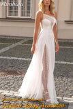Runhufu A-Line Wedding Dress Women 2024 White Open Back Sequin One Shoulder Spakly Side Split Bridal Gown Vestidos De Noiva Bead