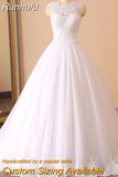Runhufu NICEB Elegant Ball Gown Wedding Dresses Beading Sleeveless Vestido De Noiva Lace Applique Exquisite Bridal Bow Custom