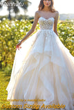Runhufu Sweetheart A-Line Wedding Dress Lace Applique Sleeveless Tulle Bridal Gowns Vestido De Novia