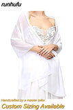 runhufu Blue Chiffon Wedding Wraps Womens Wedding Capes Jacket Shrug Bridal Bolero Long Shawl and Wraps Evening Wedding Cover Up