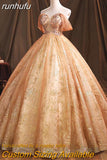 runhufu Novias Off Shoulder Giltter Quinceanera Dresses Ball Gown Tulle Flowers Formal Party Sweet 18 Vestidos Elegant Prom Dress