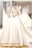 Runhufu The Shoulder Flower Satin Wedding Dress 2023 New Floor Length Light Simple Bridal Dress Robe De Mariee
