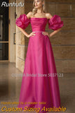 Runhufu Strapless A-Line Evening Dresses Detachable Puff Sleeves Bridal Gowns Vestidos De Noiva