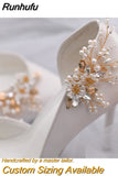 Runhufu HX39 2pcs Rhinestones High Heel Buckle Decoration Women Bride Shoes Clips Charm Wedding Shoes Buckle Shoe Crystal Clip