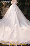 Runhufu Wedding Dress 2023 New Bridal Wedding Gown With Long Train Lace Embroidery Ball Gown Princess Luxury Plus Size