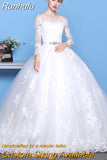 Runhufu Sleeves Wedding Dresses 2023 Princess Lace Bridal Bride Gowns Luxury Vintage Off The Shoulder Robe De Mariage