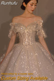 Runhufu Off The Shoulder Wedding Dress Big Butterfly 2023 New Bride Dress Beading Shiny Big Ball Gown Long Train Vestido De Noiva