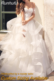 Runhufu Princess Wedding Dress 2023 Tiered Sweetheart Off Shoulder Lace Embroidery Backless Bridal Gown Vestidos De Noiva