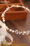 Runhufu Trendy Pearl Hair Jewelry Crystal Woman Headpiece Wedding Hair Accessories Headwear Bridal Headdress Bridal Tiara HP03