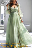 Runhufu Wedding Dresses 2023 Puff Long Sleeve Wedding Gowns Lace Fairy Bride Dress Boho Cheap China Vestido de Noiva