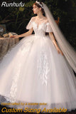 Runhufu Wedding Dress 2023 New Bridal Wedding Gown With Long Train Lace Embroidery Ball Gown Princess Luxury Plus Size