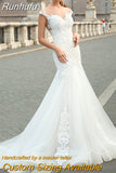 Runhufu Lace Sweetheart Wedding Gown Mermaid 2023 Sexy Illusion Applique Bride Dress For Women Button Pleats Vestido De Novia
