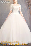Runhufu Dress 2023 New Cheap Half Cap Sleeve Princess Illusion Wedding Dresses Can Custom Made Vestido De Noiva