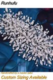 Runhufu HP377 Golden Wedding Hair Accessories Alloy Leaves Bridal Tiara Crystal Side Hair Headpiece Floral Bride Crown Party