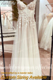 runhufu Boho Wedding Dress Lace Applqiues Floral Beading Backless Spaghetti Straps Bridal Gowns estido de noiva praiano