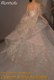 Runhufu New Strapless Wedding Dress Off The Shoulder With Bow Glittery Lace Bridal Bal Gown Vestido De Noiva Plus Size Made Custom