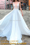 Runhufu Blue Wedding Dresses Boho Beach A Line Chiffon Deep V Neck Floor Length Buttons Wedding Bridal Gowns Vestido De Noiva