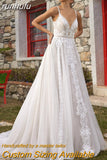 runhufu Bohemian Wedding Dress Lace Spaghetti Straps Sexy Bridal Dress Open Back 2023 Vestidos Beach Wedding Dresses