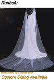 Runhufu G33 Wedding Cape Bridal Shawl White Tulle Long Cape Cloak Shawl Shrugs Women Party Jackets Wedding Accessories