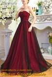 Runhufu And Red Gothic A-line Wedding Dresses 2023 Strapless Sparkly Beading Vintage Colorful Wedding Gowns bridal dress 2023