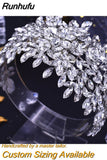 Runhufu HP420 Luxury Bridal Tiara Wedding Headband Rhinestone Wedding Hair Accessories Handmade Bride Headpiece Head Jewelry