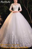 Runhufu Sleeve Empire Illusion Wedding Dress For Pregnant Ball Gown 2023 Lace Embroidery Wedding Dress Robe De Mariee