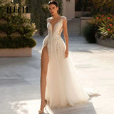 Runhufu Sexy Deep V-Neck Wedding Dresses Cap Sleeve Backless Bride Gowns Elegant Tulle Lace Appliques A-Line Vestidos De Novia