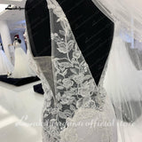 runhufu Lace Soft Satin Mermaid Wedding Dress Sexy Bridal Gowns Side Split Pluning V Neck 2023 Vestido De Noiva