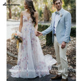 Runhufu Print Flower A-Line Lace Applique Wedding Dress For Women Sleevless Sweetheart Bridal Gown for Bridal Vestido