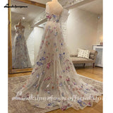 Runhufu Print Flower A-Line Lace Applique Wedding Dress For Women Sleevless Sweetheart Bridal Gown for Bridal Vestido