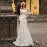 Runhufu Mermaid Wedding Dress Sweetheart Appliques Bridal Gown For Women Lace Long Sleeve Vestidos De Noiva Mariage Custom Made