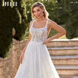 Runhufu Wedding Dresses Boho Beach Split Lace Elegant Chiffon Square Neck Backless Bridal Gown Women A Line Vestidos De Boda 2024