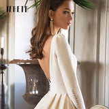 Runhufu Satin Wedding Dresses For Women Backless Long Sleeve A-Line Sexy Backless Bridal Gowns Vestidos De Novia Custome