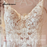runhufu Spaghetti Straps Mermaid Wedding Dresses Champagne Bride Dress Lace Vestido de Noiva Sereia Wedding Gowns