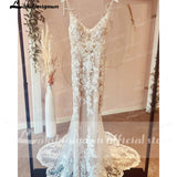 runhufu Spaghetti Straps Mermaid Wedding Dresses Champagne Bride Dress Lace Vestido de Noiva Sereia Wedding Gowns