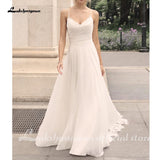 runhufu Chiffon Beach Wedding Dress 2023 Spaghetti Straps Special Occasion Backless White Long Bridal Gowns New Mariage
