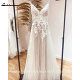 Runhufu Boho Chic V Neck A Line Wedding Dress Lakshmigown Spaghetti Straps Bridal Gown Women Beach trouwjurk Robe de mariee