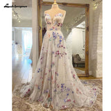 Runhufu Print Flower A-Line Lace Applique Wedding Dress For Women Sleevless Sweetheart Bridal Gown for Bridal Vestido