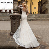 Runhufu Mermaid Wedding Dress Sweetheart Appliques Bridal Gown For Women Lace Long Sleeve Vestidos De Noiva Mariage Custom Made