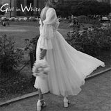 Runhufu Short Wedding Dress 2024 Robe De Mari¨¦e A Line Lantern Sleeves Wedding Gown White Dress For Women vestidos de novia