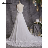 runhufu Chiffon Beach Wedding Dress 2023 Spaghetti Straps Special Occasion Backless White Long Bridal Gowns New Mariage
