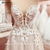 Runhufu Lace Appliques Sweetheart Glitter A Line Boho Wedding Dress 2024 Robe Femm Civil Beach Wedding Bridal Gowns Elegant